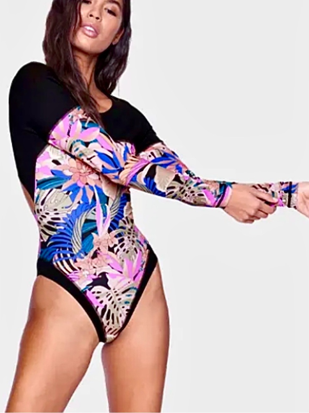 Hurley Max Palm Paradise Long Sleeve Rash Vest Bodysuit - Picture 3 of 16